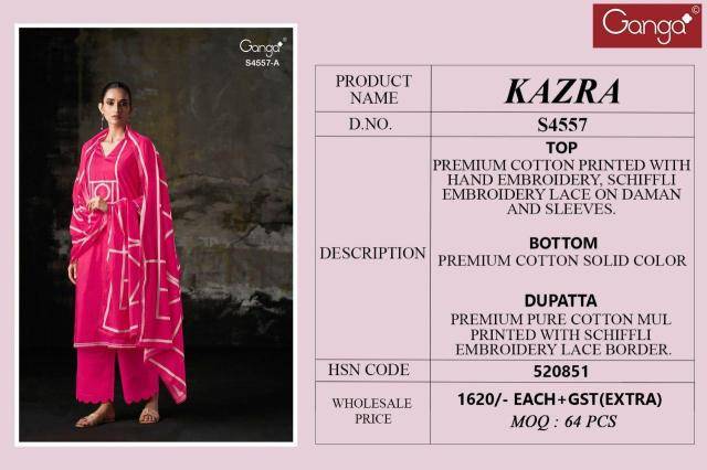 Ganga kazra 4557 Dress material wholesalers in Ahmedabad